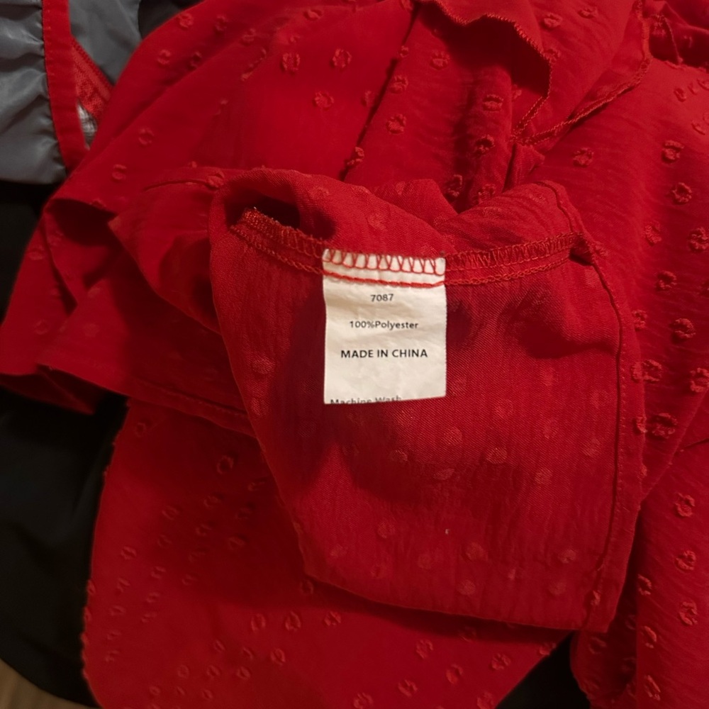 Red Ruffled Women's Top - Picture 4 of 7